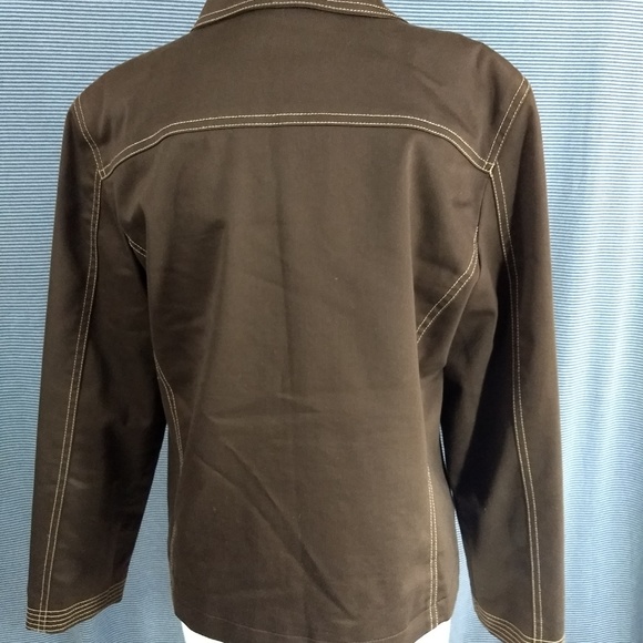 ALFRED DUNNER Blazer 10P Brown Heavy Stitch Trim - Picture 3 of 6